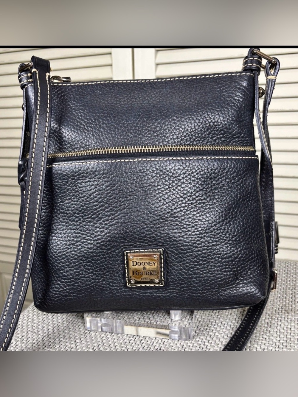 Dooney & Bourke Saffiano Letter Carrier Crossbody Bag Black NWT